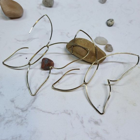 Fashion gold color butterfly silhouette earrings - Picture 1 of 5